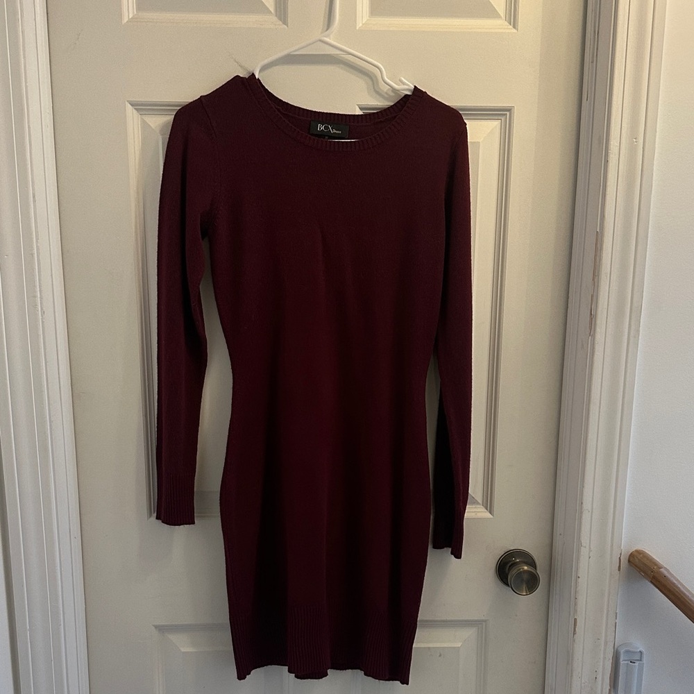 BCX Rich Burgundy Long Sleeve Dress